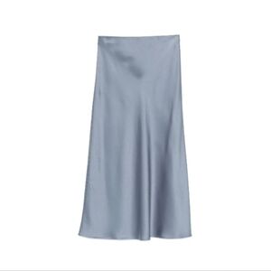 Satin A line Midi Skirt